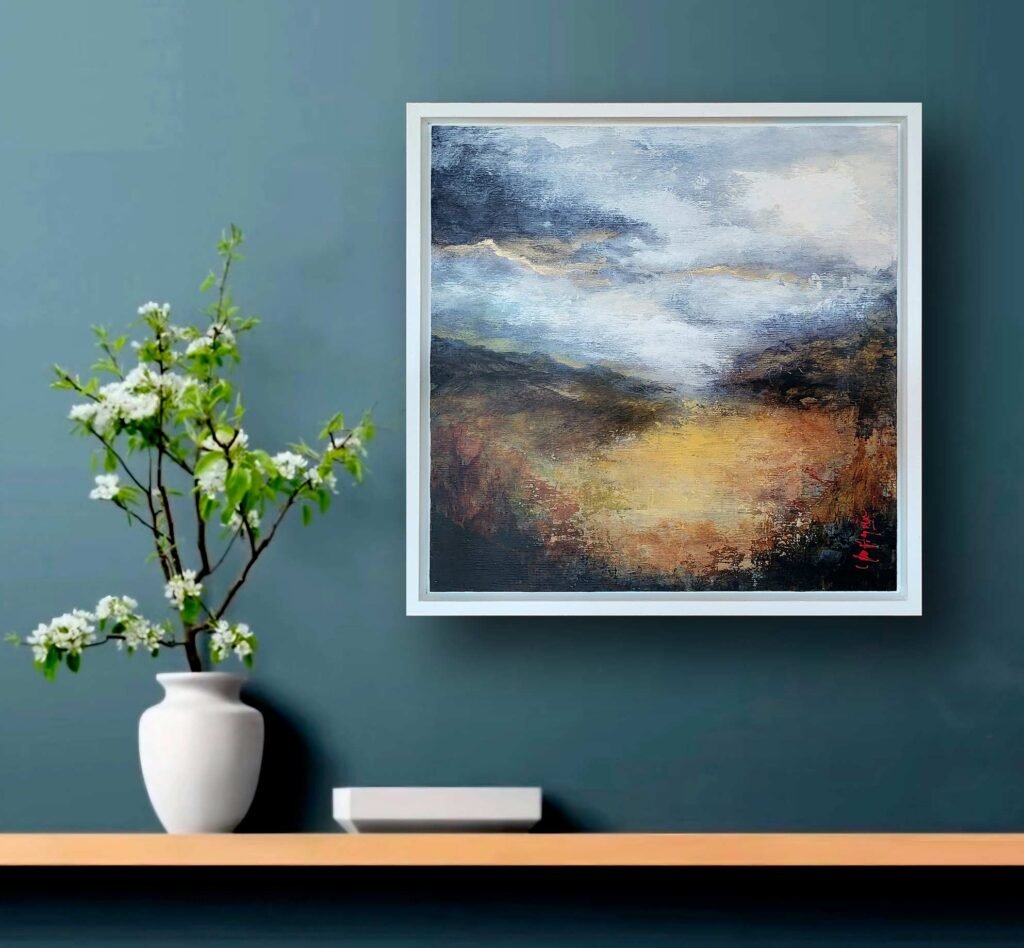 Abstract romantic painting - Atmospheric abstract landscape painting by Haguier