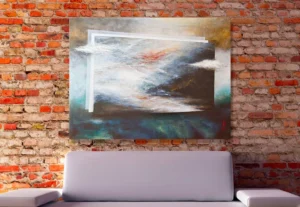 Abstract painting - landscape abstract atmospheric Haguier - Magritte inspiration